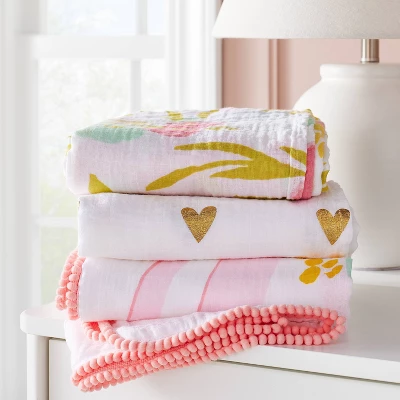 Muslin Swaddle Blankets Floral 3pk - Cloud Island™ Pink 1 Muslin Swaddle Blankets Floral 3pk - Cloud Island™ Pink