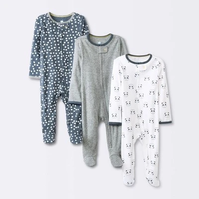 Baby Boys' 3pk Pandas Zip-Up Sleep N' Play - Cloud Island™ Heather Gray 4 Baby Boys' 3pk Pandas Zip-Up Sleep N' Play - Cloud Island™ Heather Gray - Image 4
