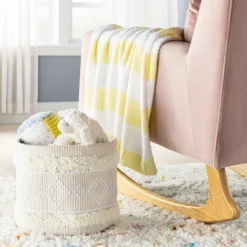 Chenille Stripe Baby Blanket - Yellow And White Stripes - Cloud Island™