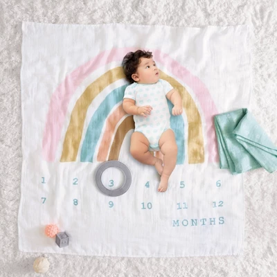 Muslin Blanket With Felt Frame Rainbow - Cloud Island™ 1 Muslin Blanket With Felt Frame Rainbow - Cloud Island™