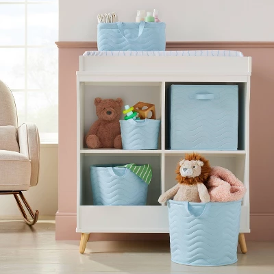 Quilted Fabric Small Round Storage Basket - Blue - Cloud Island™ 1 Quilted Fabric Small Round Storage Basket - Blue - Cloud Island™