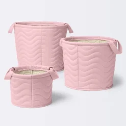 Quilted Fabric Small Round Storage Basket - Light Pink - Cloud Island™ -Cloud Island GUEST 907895a6 dfe9 415c abe2 fbffea3e20d5 1