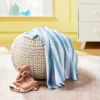 Hospital Muslin Swaddle Baby Blanket And Hat Gift Set - Blue And White Stripes - 2pk - Cloud Island™