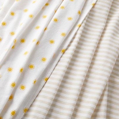 Flannel Swaddle Baby Blankets - Yellow Sun And Stripe - 2pk - Cloud Island™ 2 Flannel Swaddle Baby Blankets - Yellow Sun And Stripe - 2pk - Cloud Island™ - Image 2