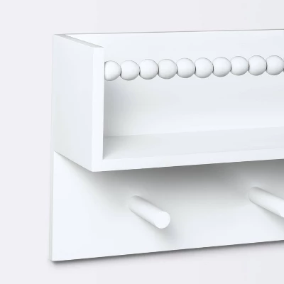 Wall Hook Shelf With Beading - White - Cloud Island™ 2 Wall Hook Shelf With Beading - White - Cloud Island™ - Image 2
