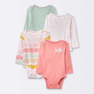 Baby Girls' 4pk Long Sleeve Bodysuit - Cloud Island™ Floral 6 Baby Girls' 4pk Long Sleeve Bodysuit - Cloud Island™ Floral - Image 6