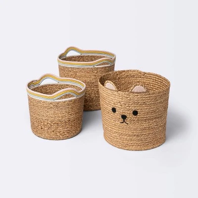 Woven Animal Round Storage Bin - Cloud Island™ Bear 3 Woven Animal Round Storage Bin - Cloud Island™ Bear - Image 3
